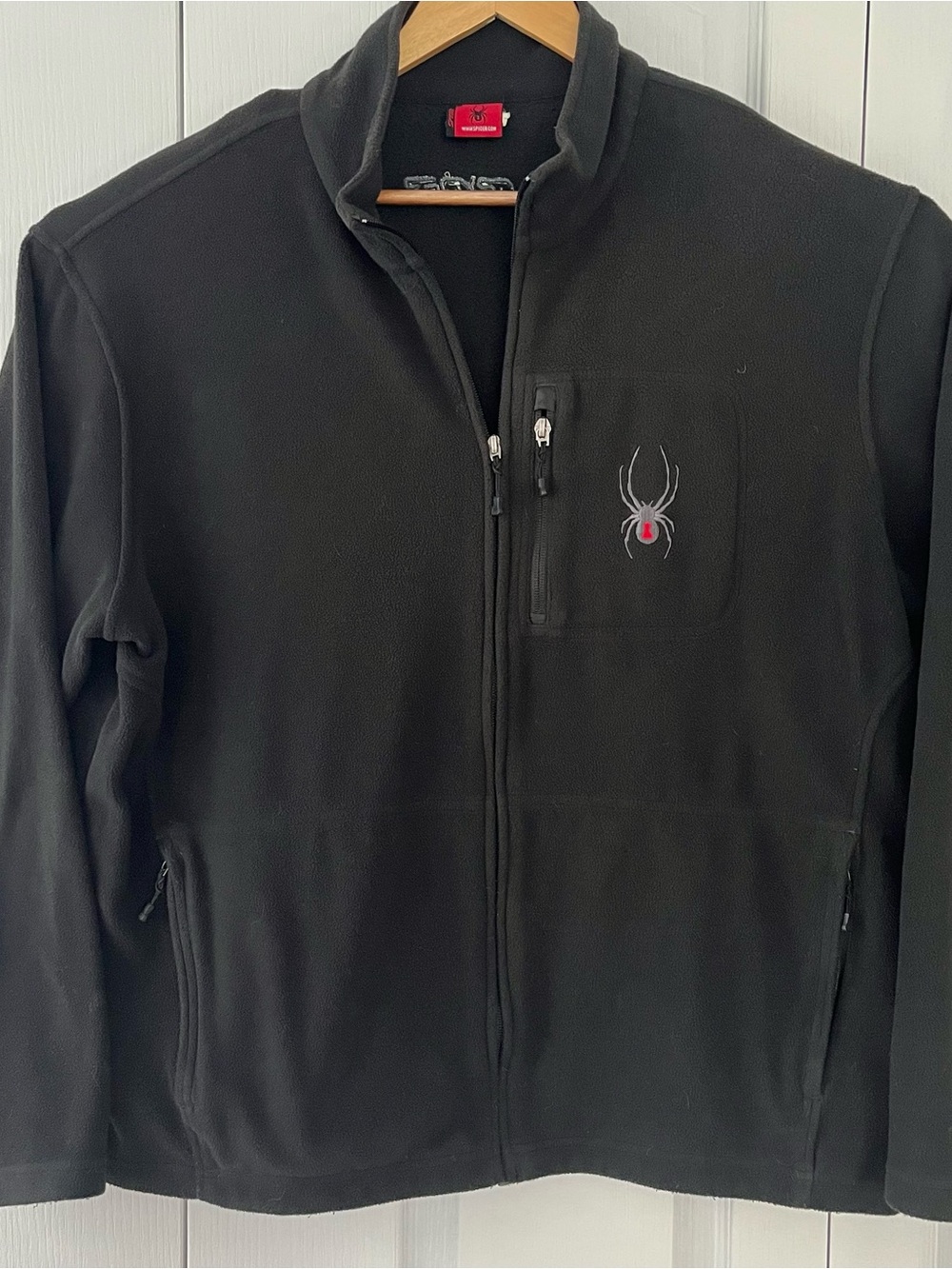 Spyder Men’s Black Full Zip Fleece Jacket w/ zip Pockets Embroidered Logo XL
